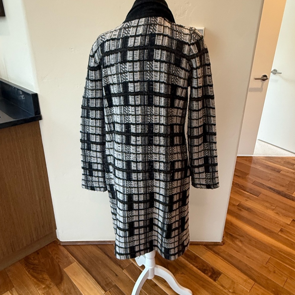 STRENESSE Black and White and olive and grey Checkered sweater coat - Picture 5 of 13